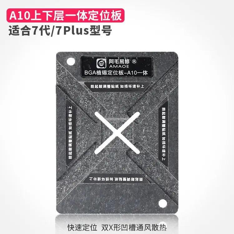 Phonefix Amaoe A7-13 magnetic BGA reballing stencil platform with precise positioning plate for reballing processes.