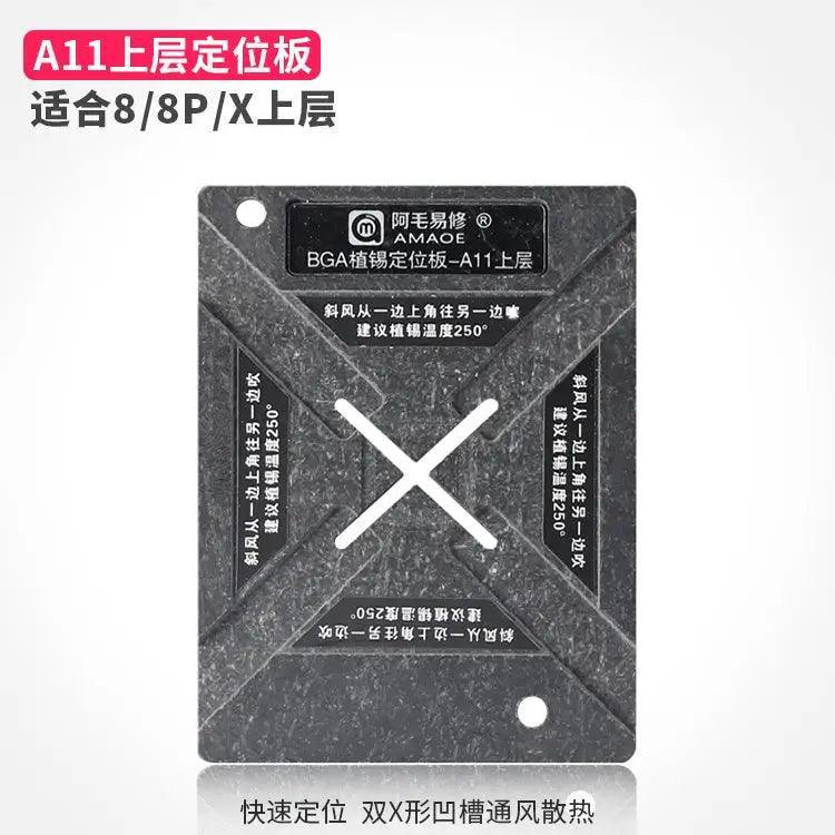 PhoneFix Amaoe A7-13 Magnetic BGA Reballing Platform Positioning Plate used for precise BGA reballing stencil application.