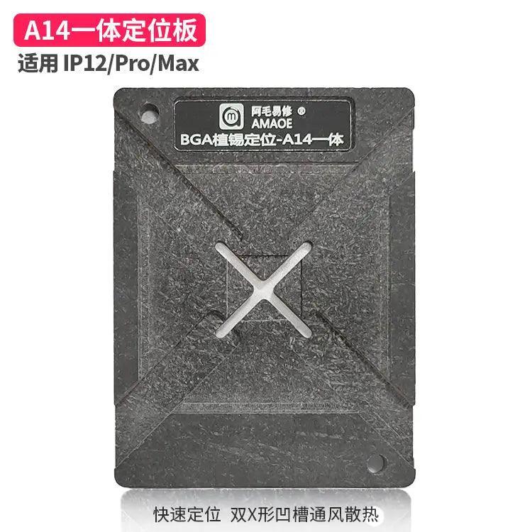 PhoneFix Amaoe A7-13 magnetic BGA reballing stencil platform with precise positioning plate for BGA reballing processes.