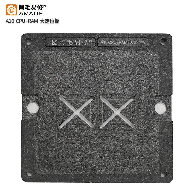 Phonefix BGA reballing stencil for AMAOE A8-A13 CPU and RAM positioning plate for iPhone 6 to 11 Pro model repair.