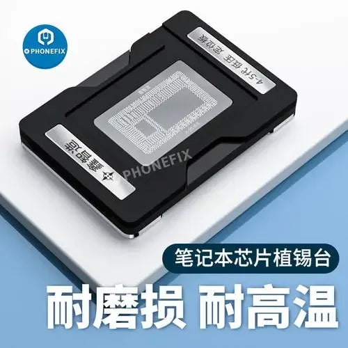 Kit de plantillas XinZhiZao para reballing de CPU BGA para reparación de chips de MacBook, con malla metálica de precisión para un reballing exacto.