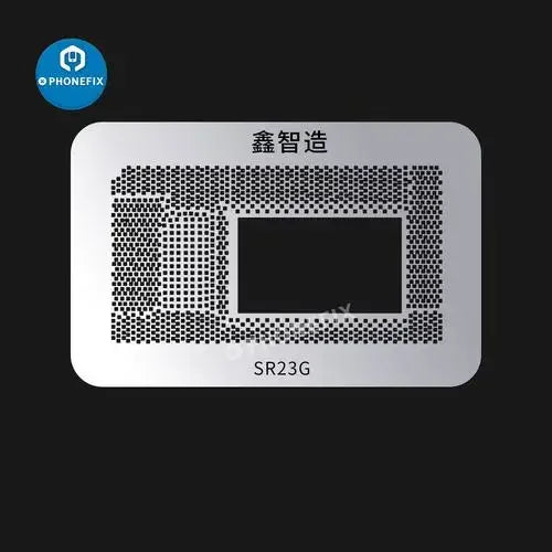 Kit de plantillas de reballing BGA de XinZhiZao para la reparación de chips de CPU de MacBook, con diseño detallado de la plantilla y herramientas para un reballing preciso.