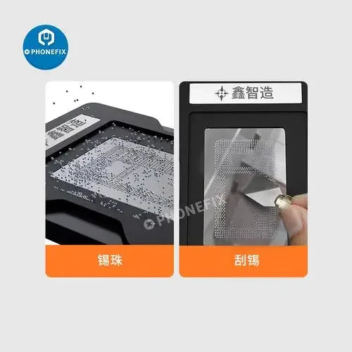 Kit de plantillas de reballing BGA de XinZhiZao para la reparación de chips de CPU de MacBook, utilizado para el reballing y la soldadura precisos de chips.