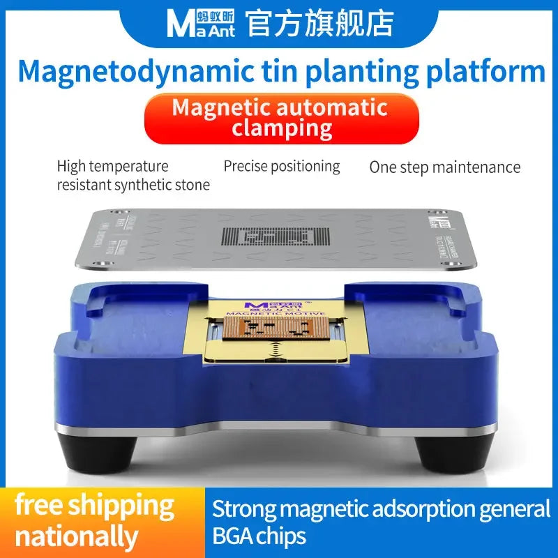 MaAnt C1 Tin Planting Platform for iPhone Qualcomm Hisilicon CPU BGA reballing stencil by PHONEFIX with precise design.