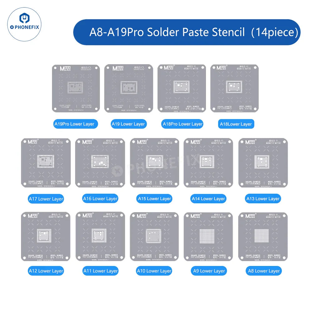MaAnt C1 Tin Planting Platform BGA Reballing Stencil for iPhone Qualcomm Hisilicon CPUs by PHONEFIX, shown on c1_s.jpg
