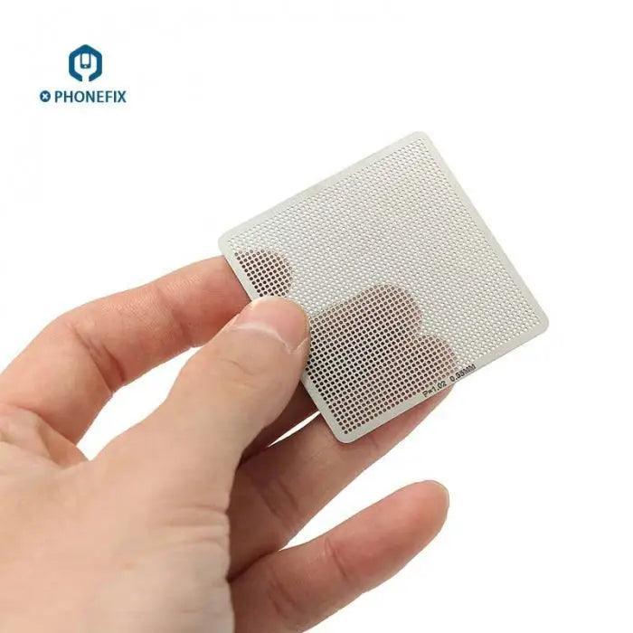 36-piece BGA Reballing Stencils Kit for cell phone soldering rework, includes various stencil sizes for precise BGA reballing.