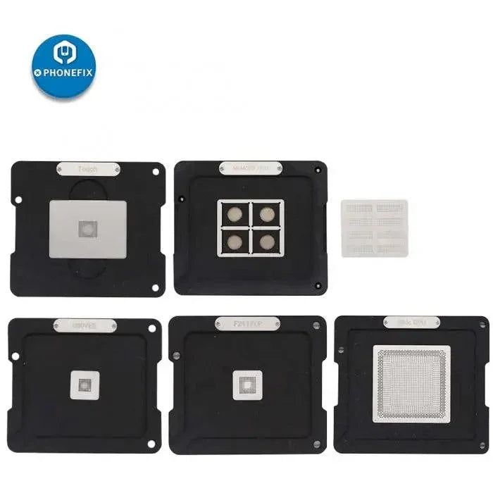 DS-908 BGA Reballing Platform Set for MacBook soldering, PhoneFix BGA reballing stencil and tool kit for precise BGA repairs.