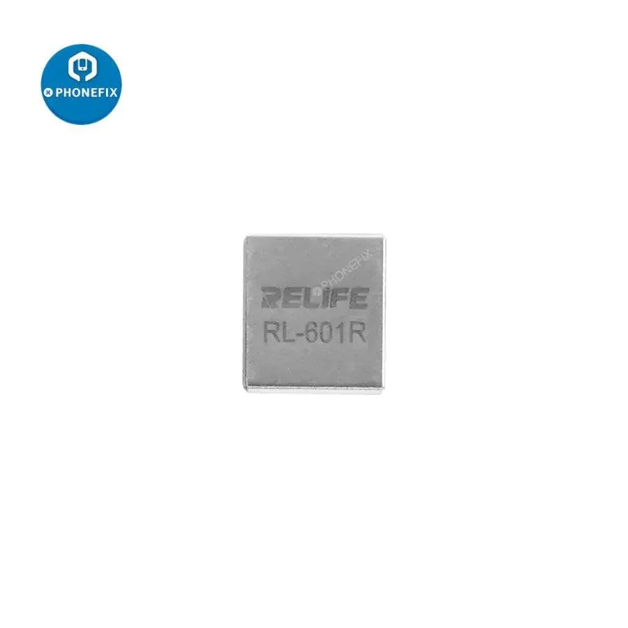 RELIFE RL-601R BGA reballing stencil kit for iPhone X to 12 Pro Max, used for reballing middle frames in repair processes.