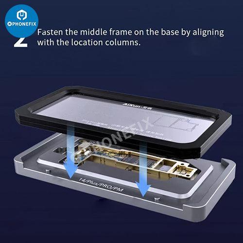PHONEFIX Z14 motherboard middle frame planting tin stand for iPhone 14 series BGA reballing stencil, with metal frame and stencil pattern