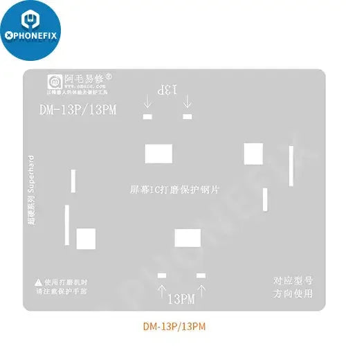 Amaoe BGA reballing stencil for iPhone 11-13 Pro Max screen cable IC protection, used for phone repair and reballing tasks