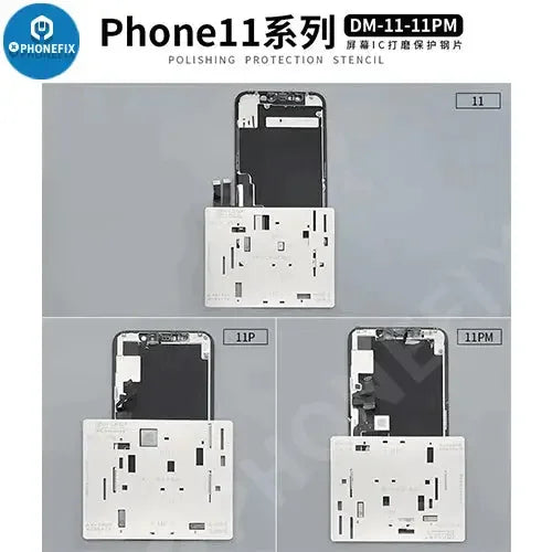 Amaoe screen cable IC protection stencil for iPhone 11-13 Pro Max, BGA reballing stencil by PHONEFIX, used for phone repair.