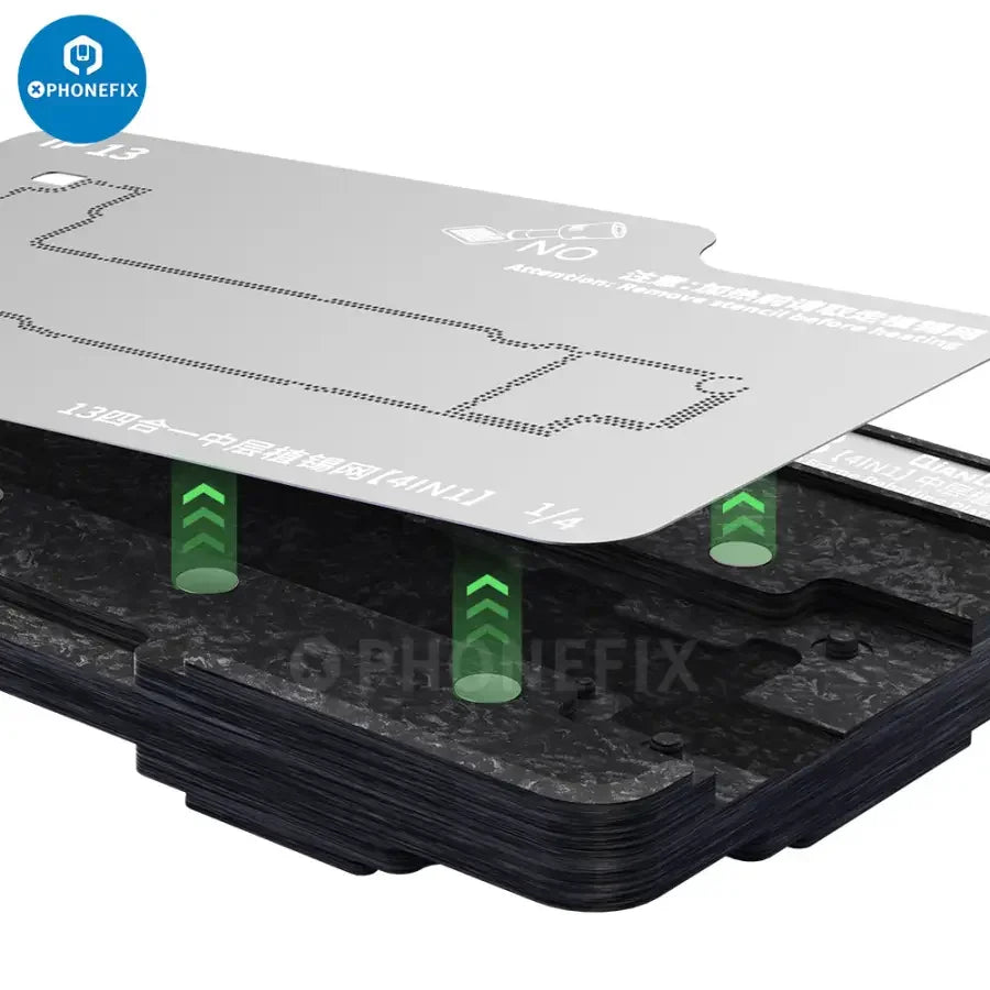 Qianli 4-in-1 Middle Layer Tin Planting Platform for iPhone 13 Pro Max Mini BGA Reballing Stencil by PHONEFIX