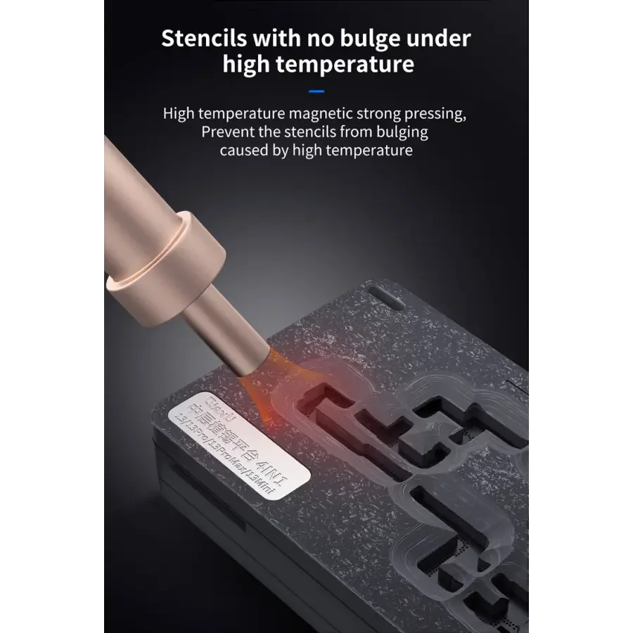 Qianli 4-in-1 Middle Layer Tin Planting Platform for iPhone 13 Pro Max and Mini BGA reballing stencil by PHONEFIX.