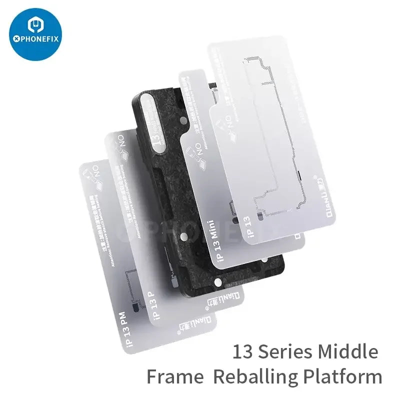 Qianli 4-in-1 middle layer tin planting platform for iPhone 13 Pro Max Mini BGA reballing stencil by PHONEFIX.