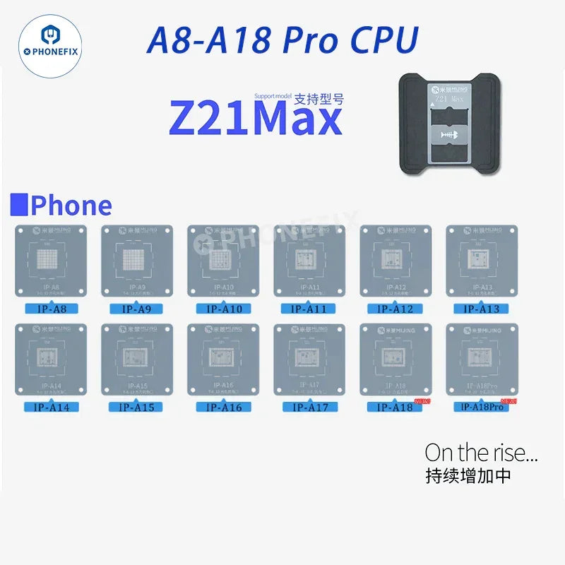 PhoneFix MIJING Z21 MAX BGA reballing stencil station for iPhone and Android CPU reballing and repair.