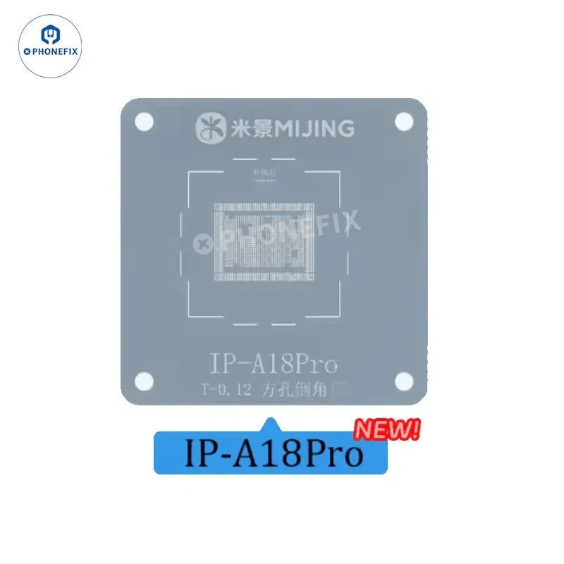 PhoneFix MIJING Z21 MAX CPU BGA Reballing Stencil Station for iPhone and Android repair, with precise stencil layout visible.