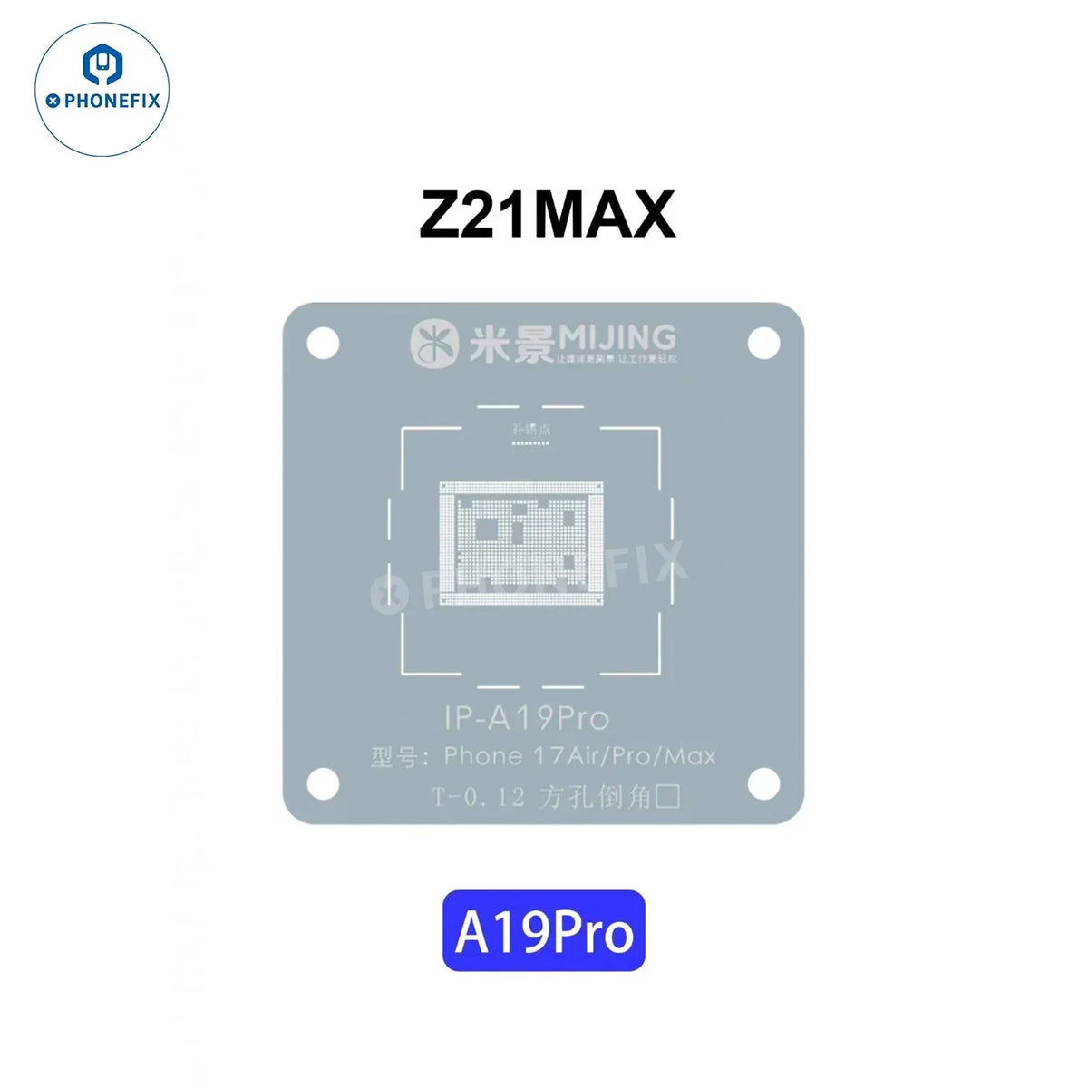 PhoneFix MIJING Z21 MAX CPU BGA Reballing Stencil Station for iPhone and Android device repair.