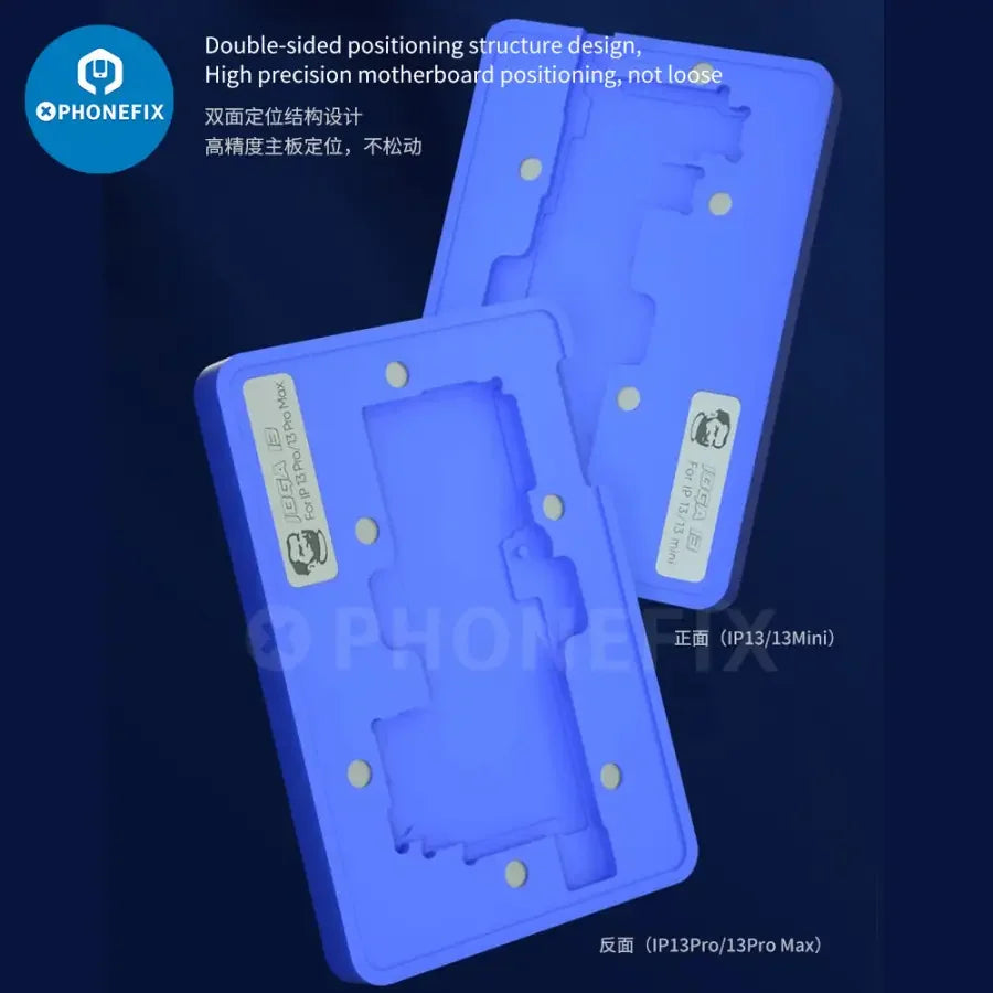 Mechanical iBGA 13 Reballing Stencil Platform for iPhone 13 Pro Max Mini by PHONEFIX, used for precise BGA reballing repair.