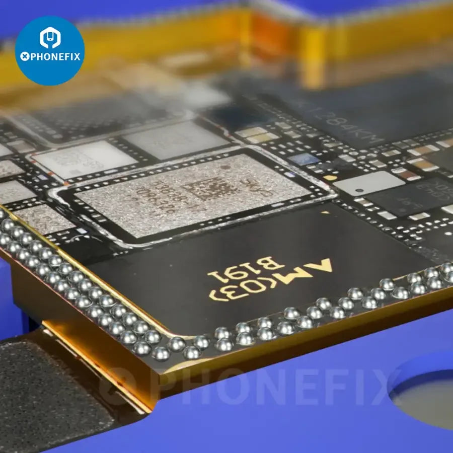 Mechanic iBGA 13 reballing stencil platform for iPhone 13 Pro Max and Mini, used for precise BGA reballing repairs.
