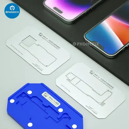 PHONEFIX BGA reballing stencil for iPhone 14 Pro Max, middle layer tin-planting platform, used for iPhone 14 Pro Max repair.