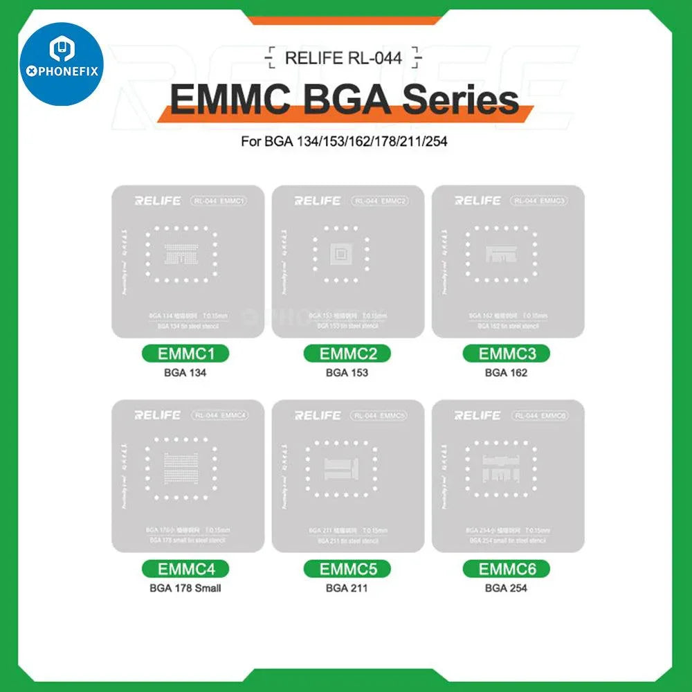 RL-044 BGA Stencil for iPhone, Huawei, Samsung, Xiaomi Android CPUs, used for reballing and repair by PHONEFIX.