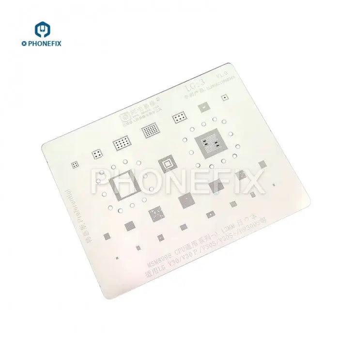 Amaoe LG G2 G3 BGA Reballing Stencil Template for CPU soldering, used for reballing LG smartphone chips, by PHONEFIX.