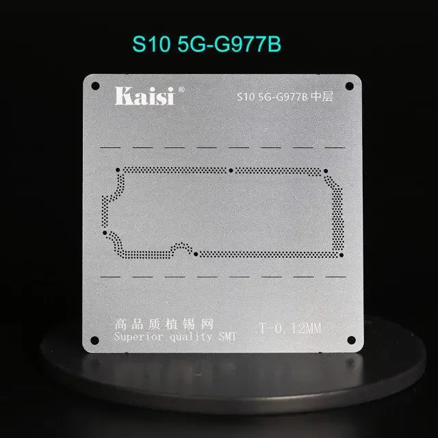 Kaisi 2D middle-level BGA reballing stencil for Huawei P40, P30, V30 Pro, used for phone repair and reballing processes.