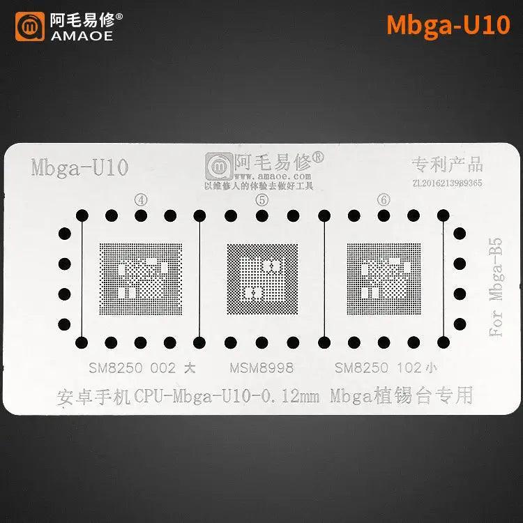Amaoe BGA reballing stencil template for CPU and MBGA chips, used for reballing repairs, by PHONEFIX.