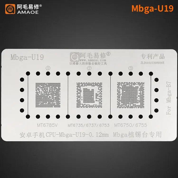 Amaoe BGA reballing stencil template for CPU MBGA chips, designed for precise rework, by PHONEFIX.