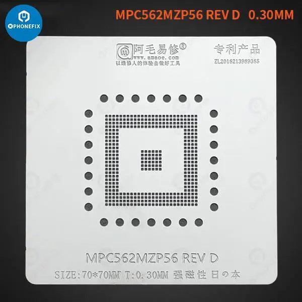 Phonefix Amaoe BGA Reballing Stencil for Car PC Board Controller IC, showing detailed metal mesh and stencil pattern.