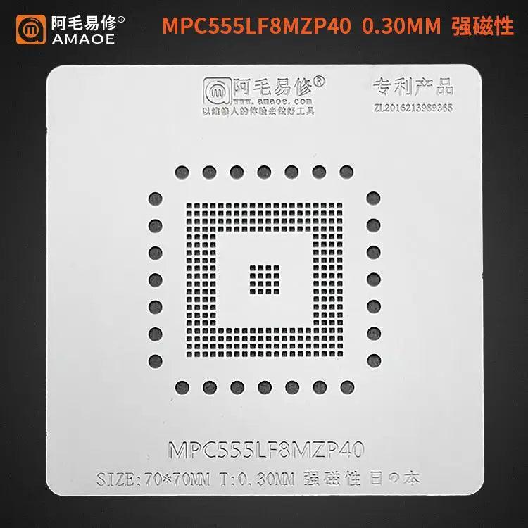 Amaoe BGA Reballing Stencil for Car PC Board Controller IC, PhoneFix brand, with detailed openings for precise BGA reballing.