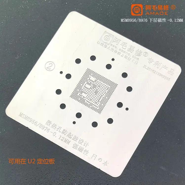Amaoe BGA stencil for Qualcomm CPU reballing, PHONEFIX brand, used for precise soldering and reballing of Qualcomm chips.