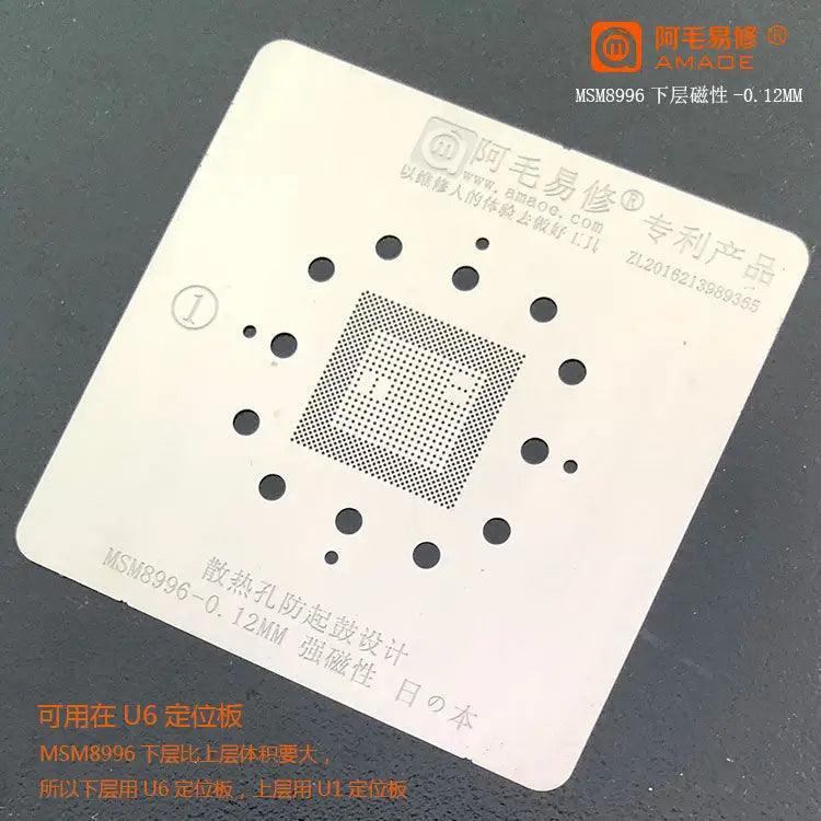 Amaoe BGA stencil for Qualcomm CPU reballing, PHONEFIX brand, precision template for reballing Qualcomm chips.