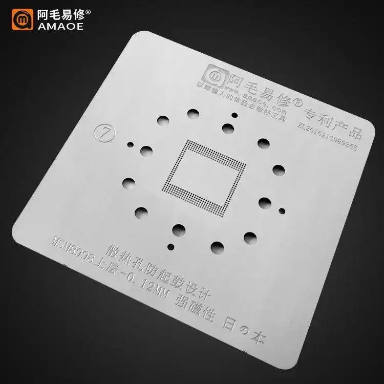 Amaoe BGA stencil for Qualcomm CPU reballing, PHONEFIX brand, precision template for BGA reballing and rework processes.