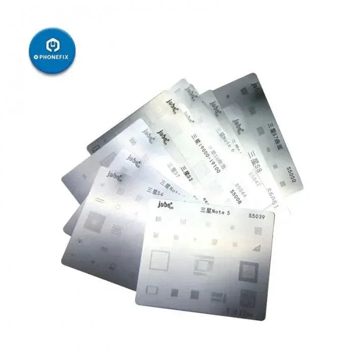 Steel BGA reballing stencil kit for Samsung Note S7 S8, used for PCB soldering and reballing by PHONEFIX.