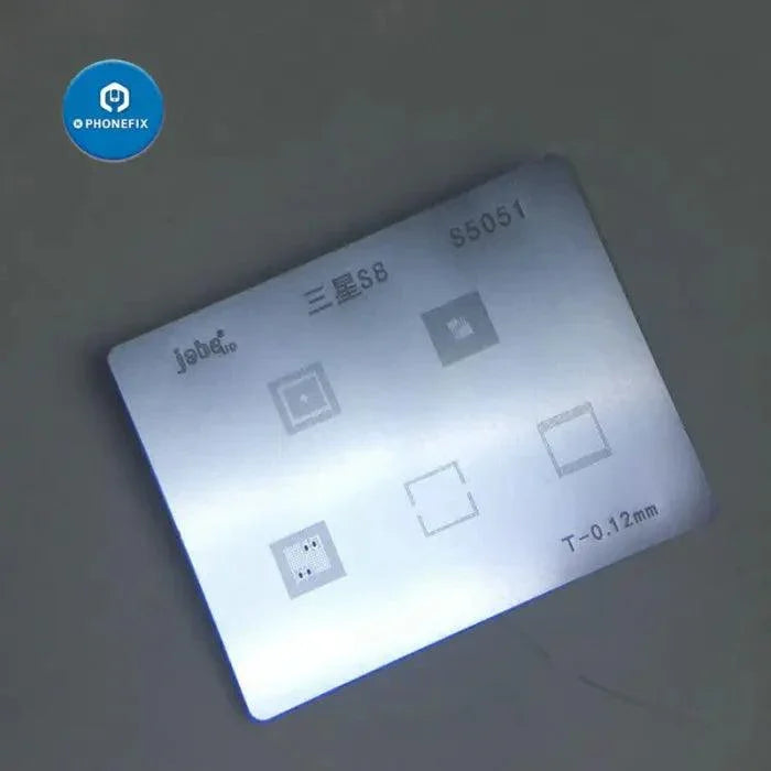 Steel BGA reballing stencil kit for Samsung Note S7 and S8, used for PCB soldering and reballing by PHONEFIX.