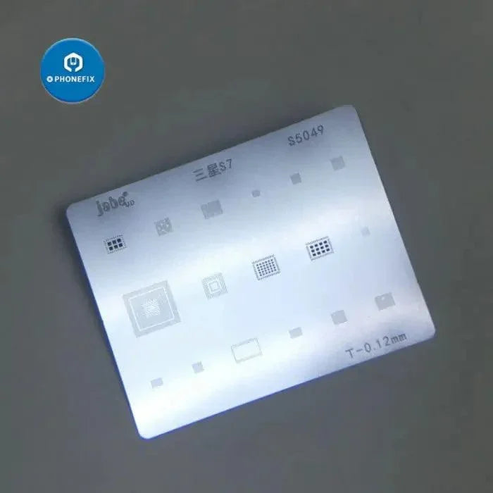 BGA reballing steel stencil kit from PHONEFIX for Samsung Note S7 S8 PCB soldering, featuring precise metal stencil for reballing.