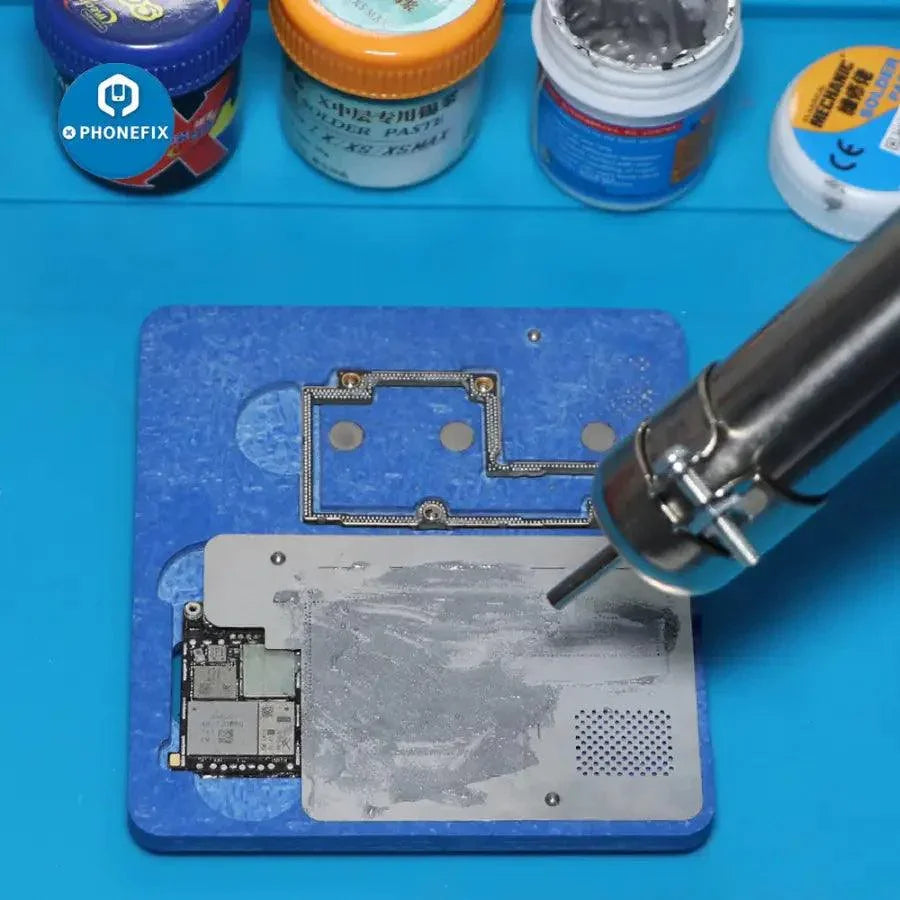 PHONEFIX BGA Reballing Fixture Middle Layer Frame for iPhone X PCB Holder BGA Reballing Stencil, precise reballing tool for iPhone X.