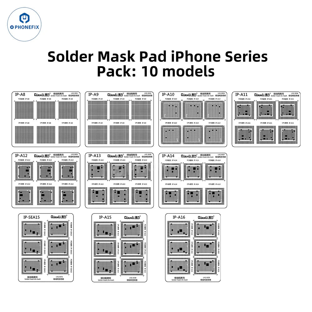 Green oil isolation net solder mask ink mesh BGA reballing stencil for iPhone and Android devices, used for precise reballing and soldering.