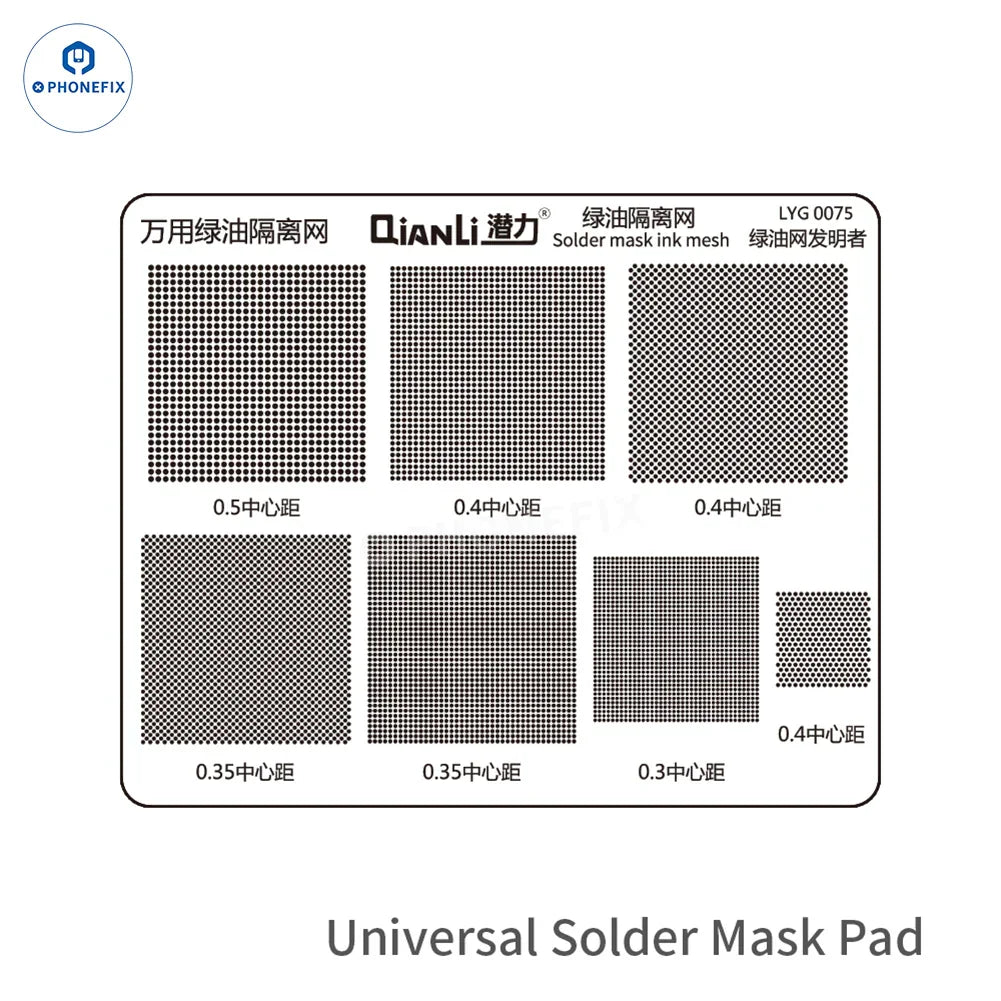 Green oil isolation net solder mask ink mesh for BGA reballing stencil, used for iPhone and Android repair by PHONEFIX.