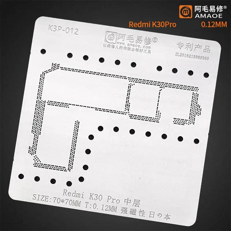 Amaoe BGA Reballing Stencil for Xiaomi Redmi smartphones, middle layer design, used for reballing and repair by PHONEFIX.