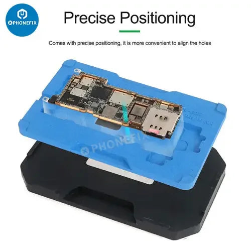 PHONEFIX RL-601T BGA reballing stencil for iPhone X-17 middle layer, used for reballing and planting BGA components.