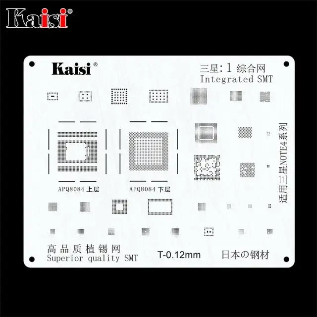 PHONEFIX BGA Reballing Stencil Kit for Samsung, Huawei, Xiaomi, Oppo, Meizu, LG smartphones, featuring multiple stencil sizes.