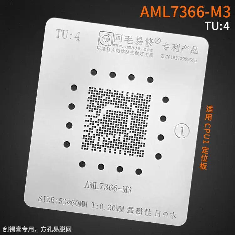 Amaoe BGA reballing stencil for LCD TV CPU solder tin, featuring square holes for precise rework, by PHONEFIX.
