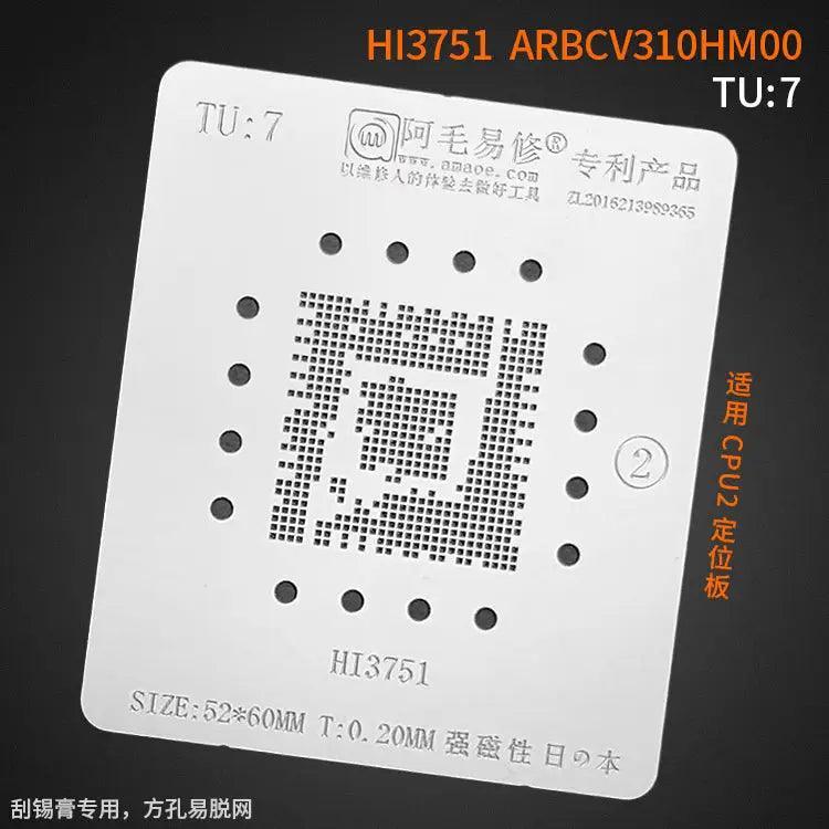 Amaoe BGA reballing stencil with square holes for LCD TV CPU soldering, designed for precise tin placement and repair.