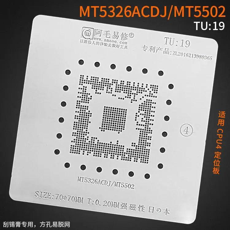 Amaoe BGA reballing stencil with square holes for LCD TV CPU soldering, designed by PHONEFIX for precise rework.