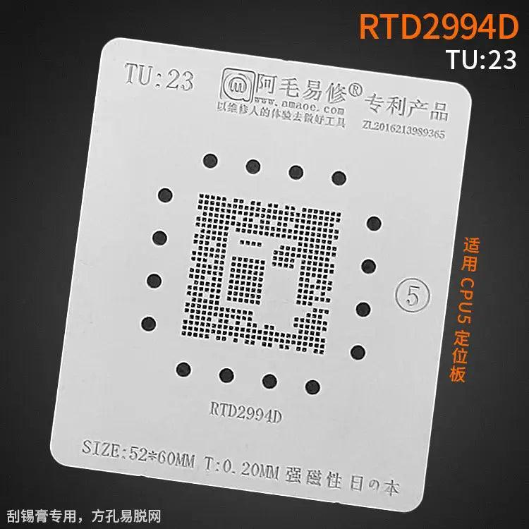Amaoe BGA reballing stencil with square holes for LCD TV CPU soldering, designed for precise tin placement in electronic repairs.