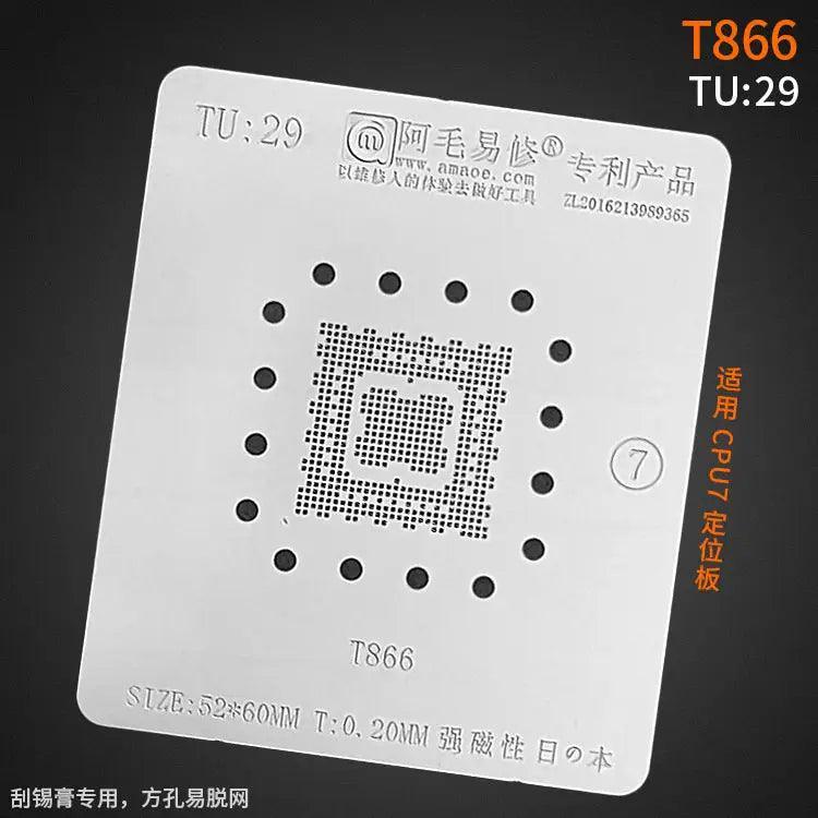 Amaoe BGA reballing stencil with square holes for LCD TV CPU solder tin, designed for precise reworking of electronic components.