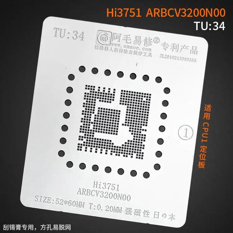 Amaoe BGA reballing stencil with square holes for solder tin application on LCD TV and CPU boards, by PHONEFIX.