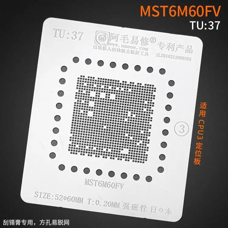 Amaoe BGA reballing stencil with square holes for LCD TV CPU solder tin, designed for precise rework on PhoneFix tools.